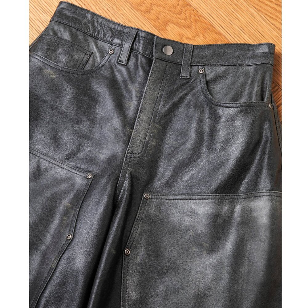 NEW FOUND Distressed Genuine Leather Carpenter Pants SZ 36 - Picture 5 of 10